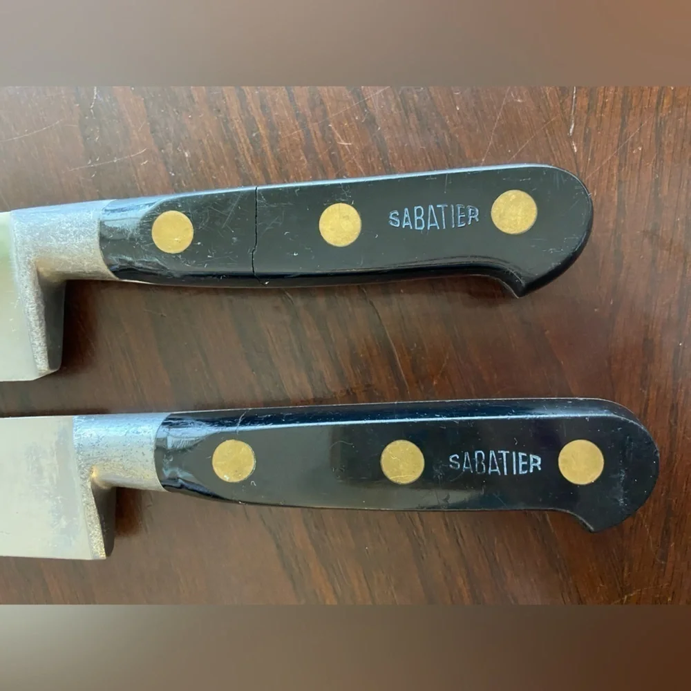 Vintage Lot of 3 Sabatier Authentique Chef Carbon Steel Knives 8” 9.5” France